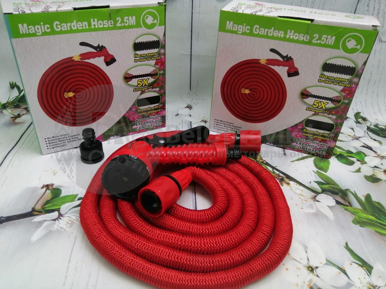 Шланг саморасширяемый садовый для воды Magic Garden Hose (2.8m - 13.5m) NEW ОРИГИНАЛ с пулевизатором - фото 5 - id-p175927555