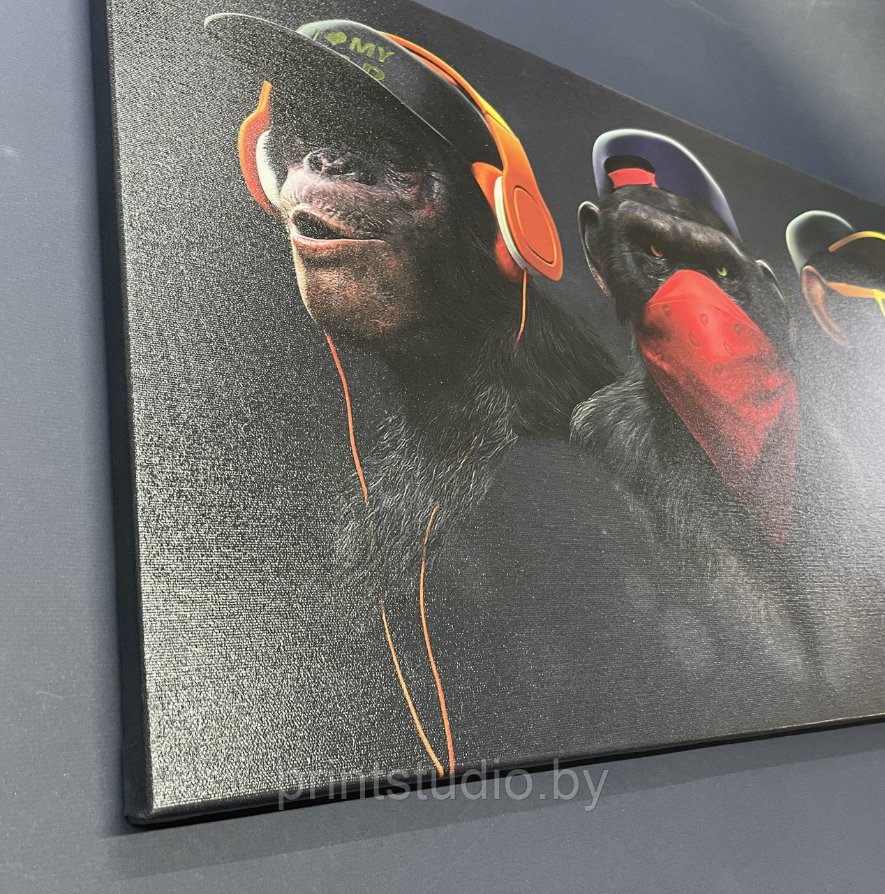 Картина на холсте "Trio Monkeys", 700*400 мм