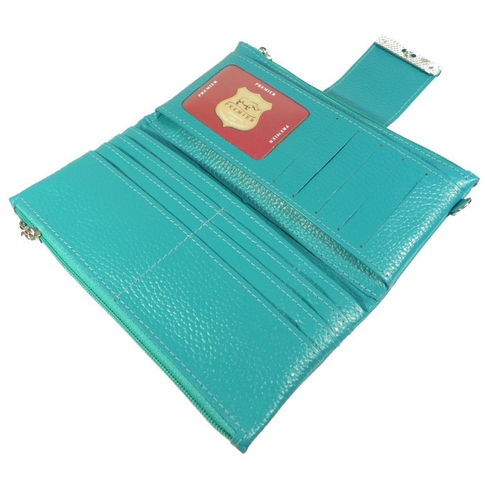 Кошелёк женский, 2 отдела для купюр, для монет, для кредитных карт, цвет бирюзовый - фото 3 - id-p175953158