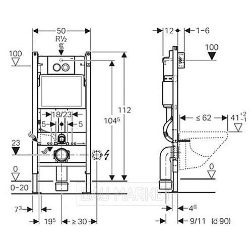 Инсталляция Geberit Duofix для подвесного унитаза кнопка смыва Delta 21 458.122.11.1 - фото 2 - id-p162697691