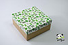 Коробка 200х200х80 Зеленые листья (крафт дно)