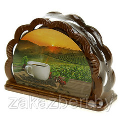 Салфетница деревянная "Чашка кофе" 12,5х8,5х4см (Россия)