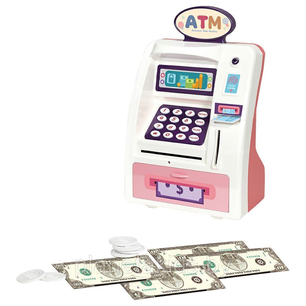 Детский сейф банкомат купюроприемник. Деская копилка с купюроприемником и отпечатком пальца, WF-3005 свет,звук - фото 2 - id-p175970447