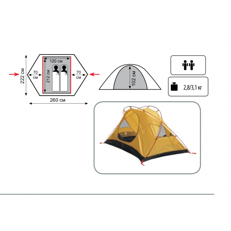 Палатка Экспедиционная Tramp Sarma 2 (V2) Green - фото 5 - id-p175988492