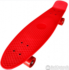 Скейт Пенни Борд (Penny Board) однотонный, матовые колеса 2 дюйма (цвет микс), до 60 кг.  Красный