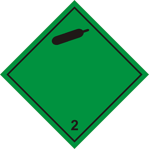 Наклейка: Знак опасности 2.2 "Невоспламеняющиеся, нетоксичные газы" 300х300 мм (черные надпись и изображение) - фото 1 - id-p176005232