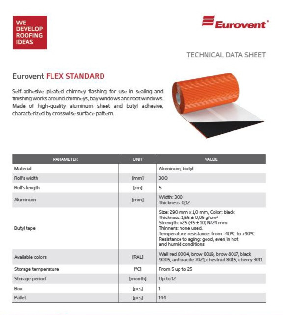 Лента примыкания Eurovent FLEX STANDARD Alu для дымоходов 300 мм. 5м RAL 7021 Графит - фото 10 - id-p176015224