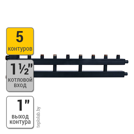 Rommer 4+1 распределительный коллектор, 5 выходов, фото 2