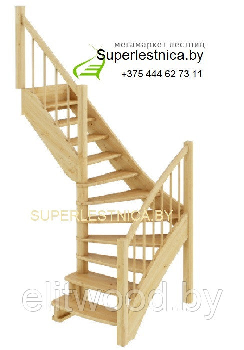 Лестницы для дачи деревянные ЛС-09м - фото 3 - id-p21793430