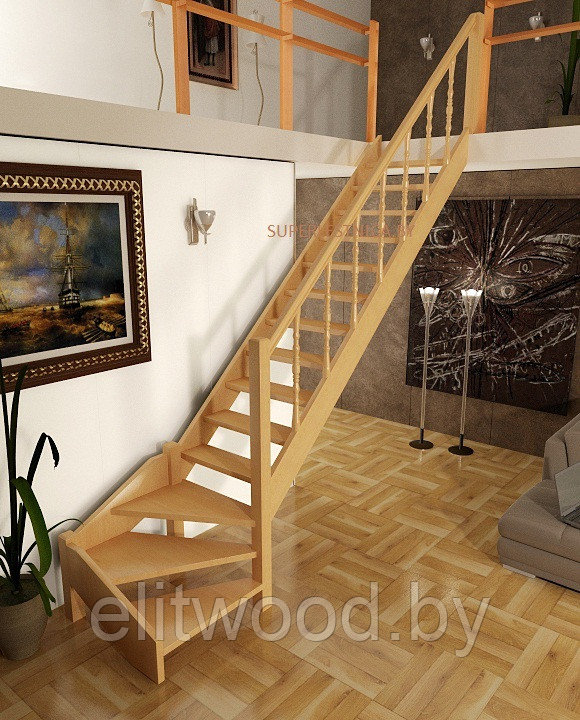Деревянная межэтажная лестница - фото 1 - id-p21793541