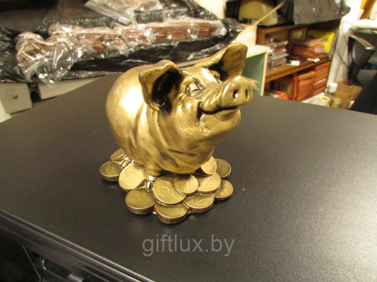 Сувенир Свин на монетах,гипс, 10*10 см - фото 1 - id-p176149479
