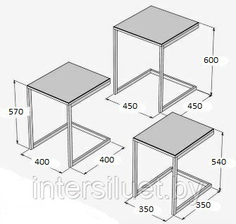 Комплект из 3-х кофейных столиков CUBA-3 - фото 3 - id-p176154349