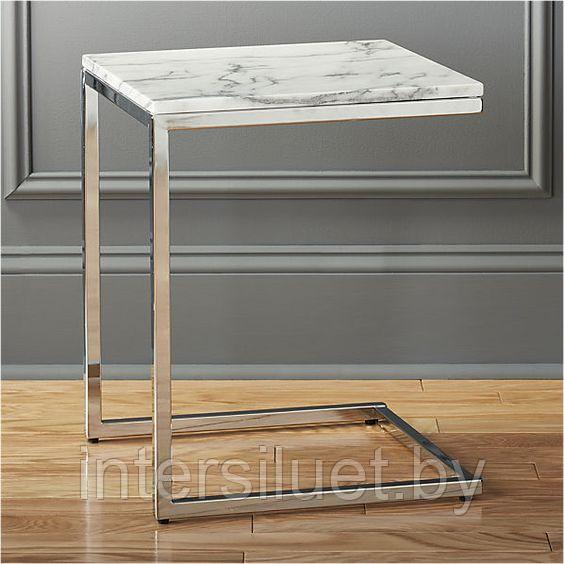Кофейных столик КУБА-8 из полированной нержавейки с каменной столешницей - фото 1 - id-p176155190