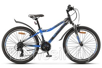 Велосипед Stels Navigator-410 V 21 sp 24" V010 от 8 до 13 лет черный-синий 2022