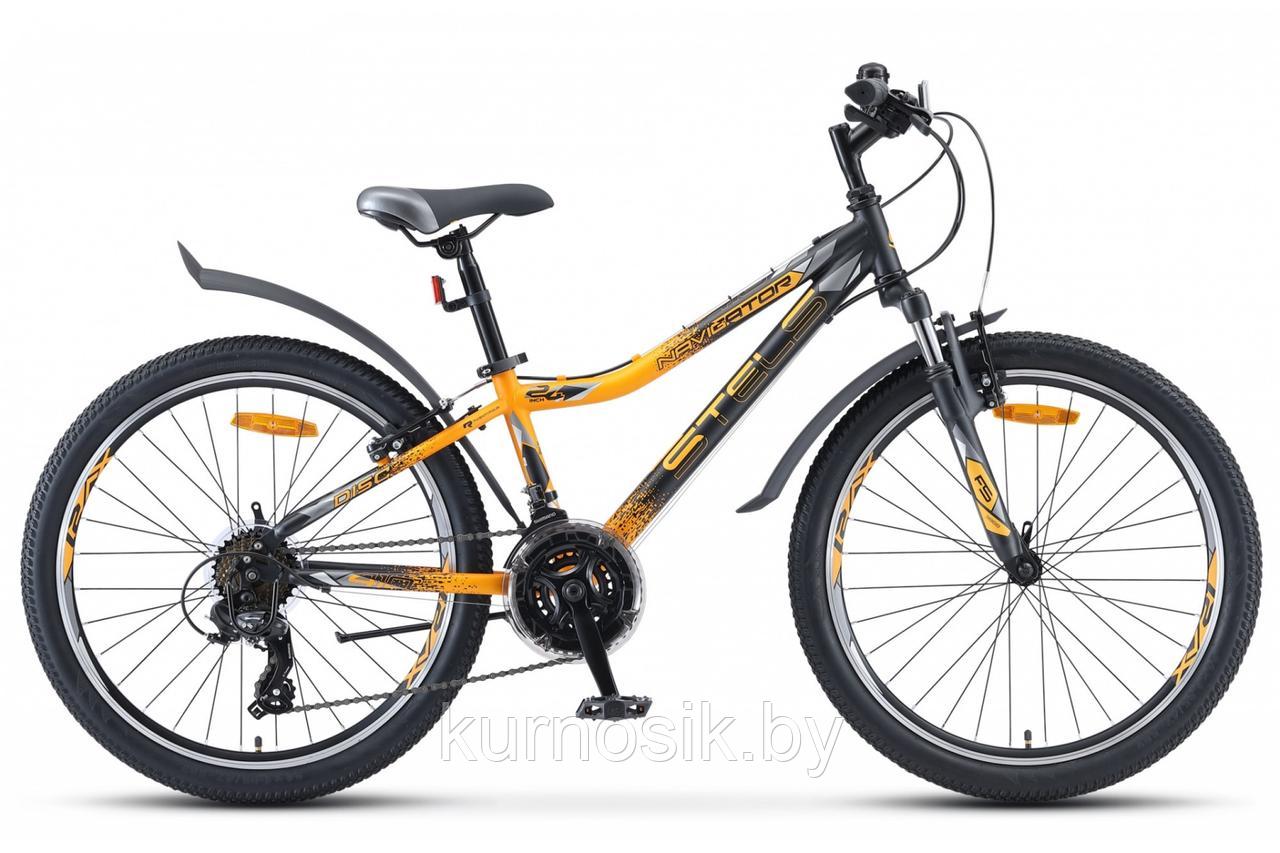 Велосипед Stels Navigator-410 V 21 sp 24" V010  (от 8 до 13 лет) черный-желтый