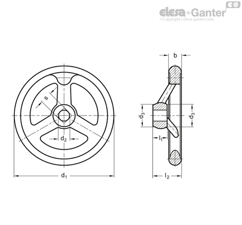 DIN 950-GG-125-K14-A Маховик - фото 2 - id-p176199252