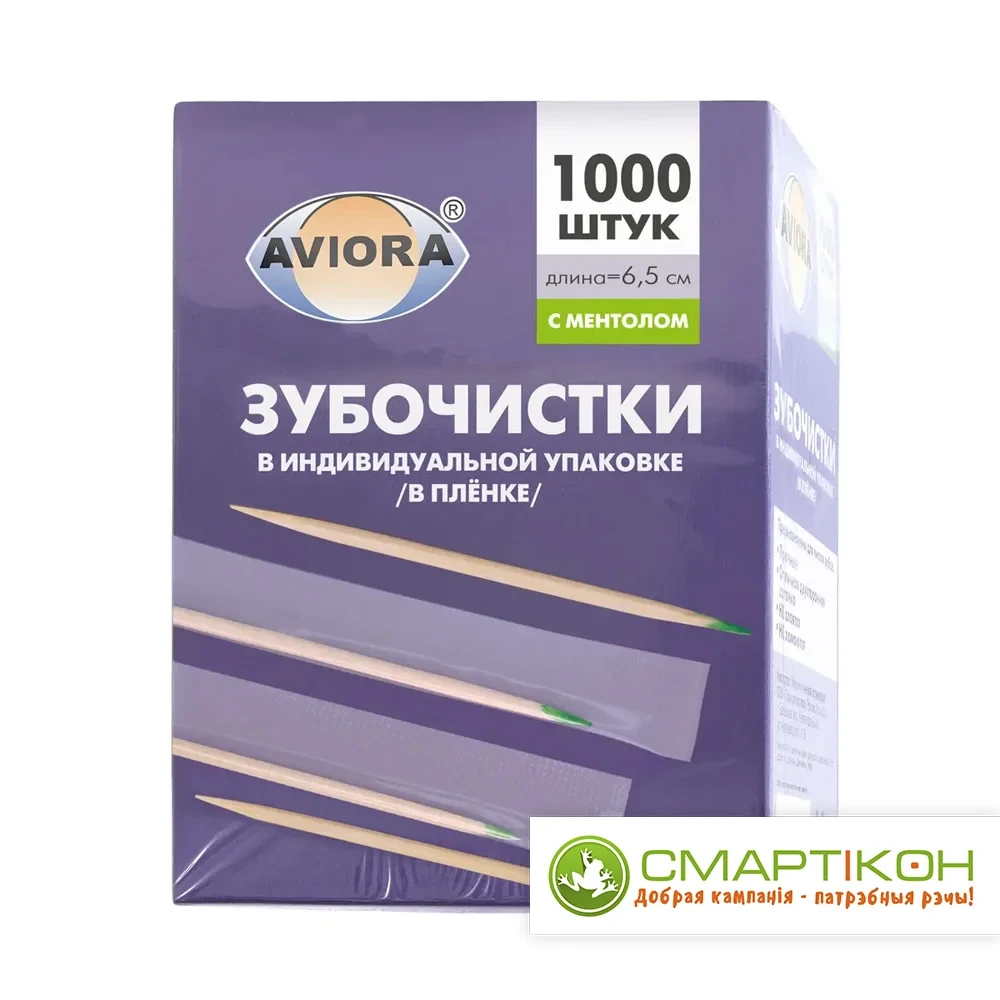 Зубочистки Бамбуковые Aviora Ментоловые в ПП упаковке 1000 шт - фото 1 - id-p176199272