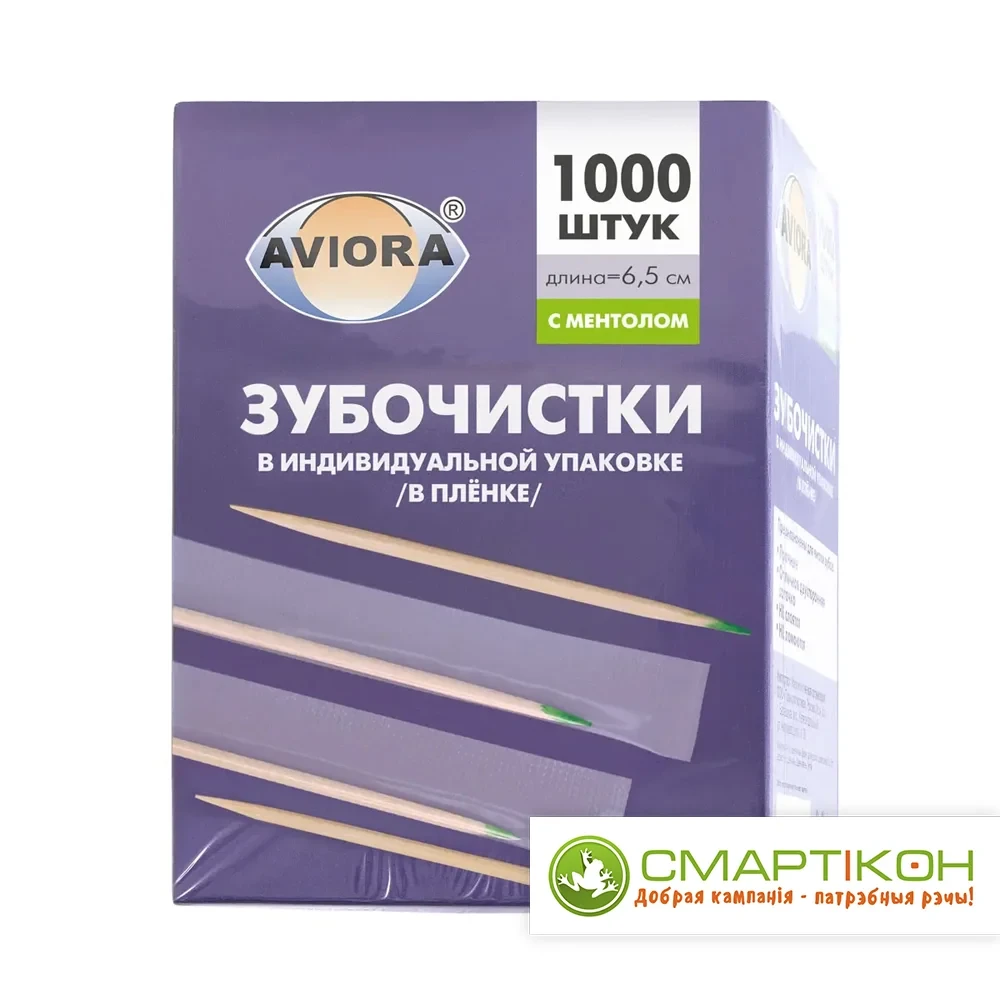 Зубочистки Бамбуковые Aviora Ментоловые в ПП упаковке 1000 шт