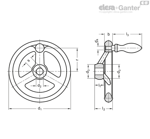 DIN 950-GG-140-K16-D Маховик - фото 2 - id-p176199403