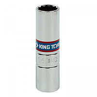 463014RC KING TONY Головка свечная двенадцатигранная 1/2", 14 мм, L = 70 мм, резиновый фиксатор KING TONY