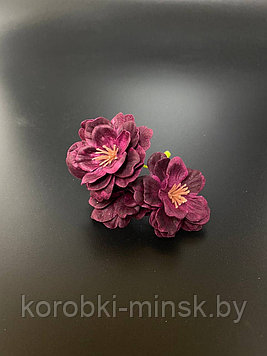 Декоративный цветок-мыло «Сакура» 4*1,5см (три цветка на ветке) 1шт, Сливовый