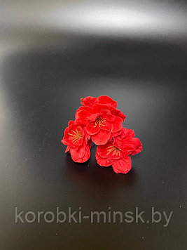 Декоративный цветок-мыло «Сакура» 4*1,5см (три цветка на ветке) 1шт, Красный