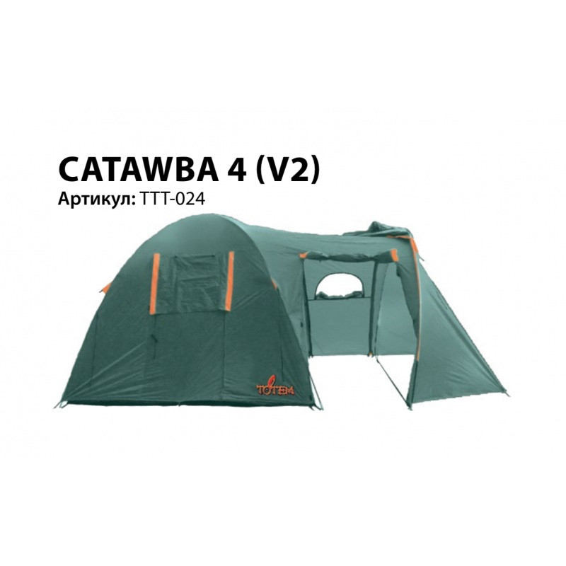Палатка туристическая 4-х местная TOTEM Catawba (V2) (2000 mm) - фото 1 - id-p176253036
