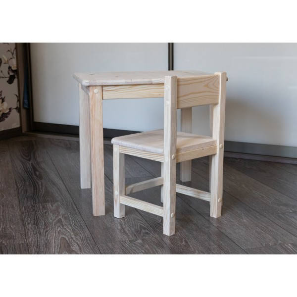 Комплект для детей столик и стульчик "Компакт" из массива арт. KSSKN-50-40-23. Цвет натуральное дерево. - фото 1 - id-p176258610