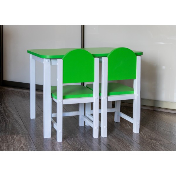 Комплект для детей столик и 2 стульчика «Дракоша» арт. KMD2-705050. Цвет зелёный с белым. - фото 1 - id-p176258611