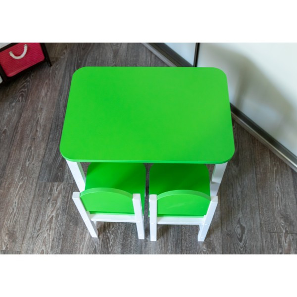 Комплект для детей столик и 2 стульчика «Дракоша» арт. KMD2-705050. Цвет зелёный с белым. - фото 3 - id-p176258611