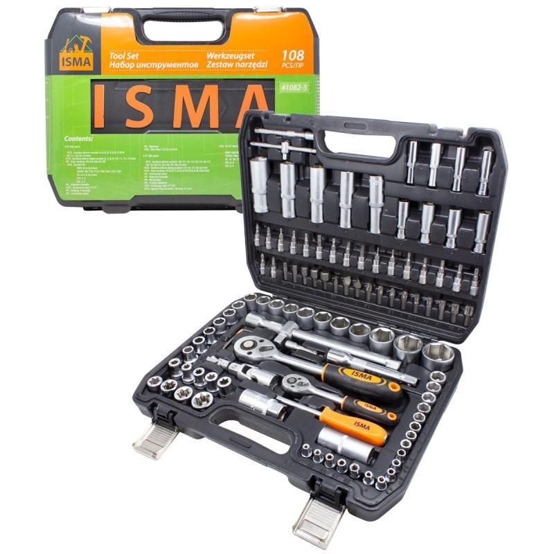 Набор инструмента ISMA ISMA-41082-5 108пр. 1/4'', 1/2''(6гр.) - фото 1 - id-p176266623