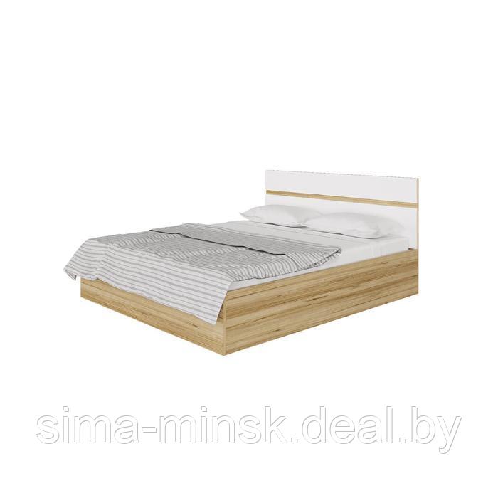 Кровать «Ненси», 1400 × 2000, МДФ, основание с ПМ, цвет дуб золотой/белый глянец - фото 1 - id-p176281808