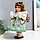 Кукла коллекционная керамика "Агата в бело-зелёном платье и с цветами в волосах" 30 см, фото 3