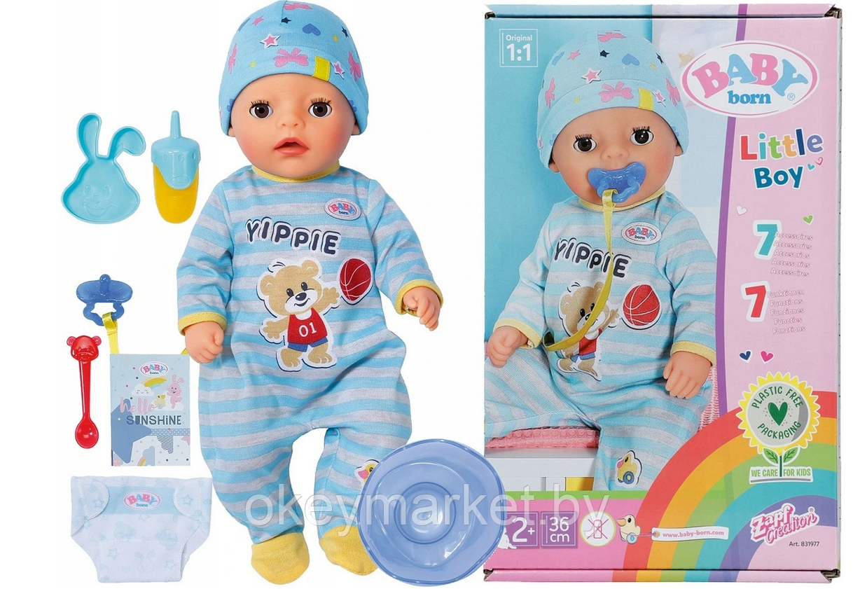 Интерактивная кукла Baby Born Little Boy 36 см  - Zapf Creation 831977