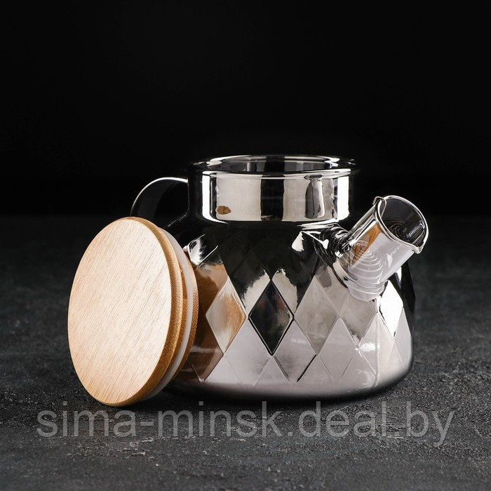 Чайник стеклянный заварочный «Круиз», 800 мл, с металлическим ситом, цвет серый - фото 2 - id-p176288221