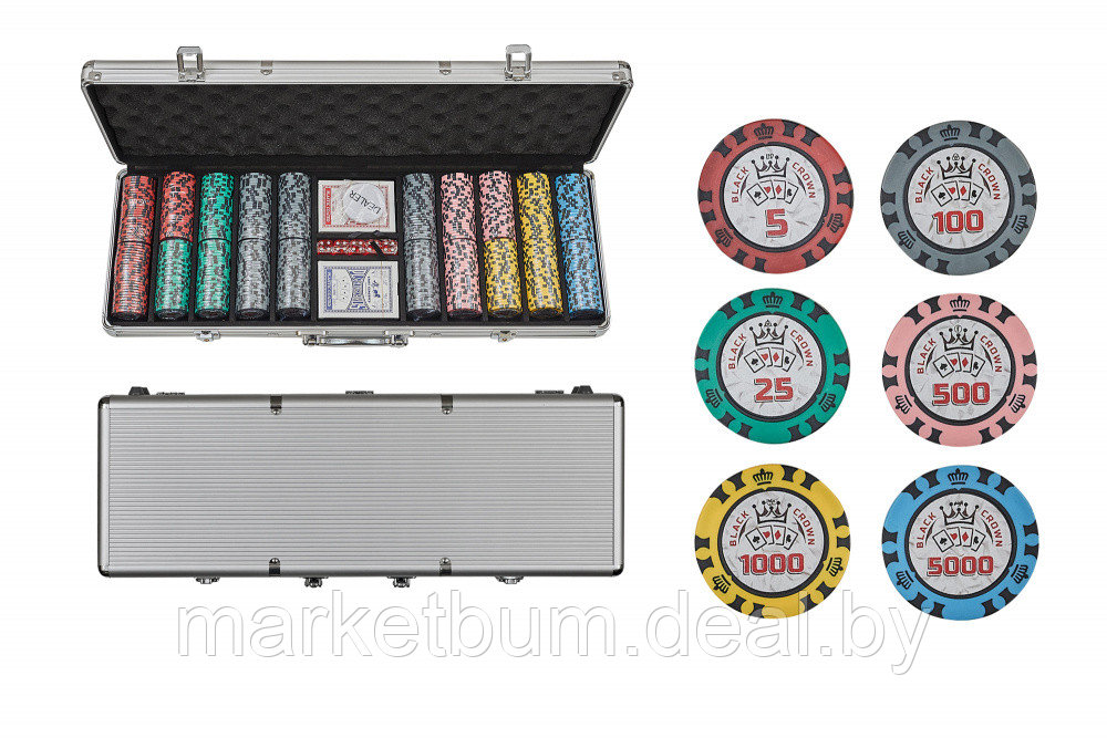 Набор для покера Black Crown на 500 фишек - фото 1 - id-p176296394