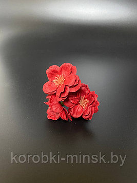 Декоративный цветок-мыло «Сакура» 4*1,5см (три цветка на ветке) 1шт, Бордовый