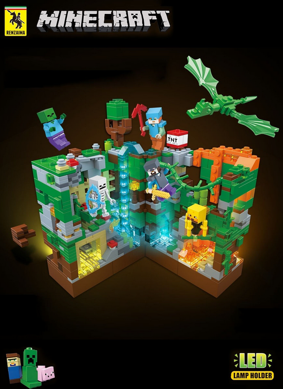 Детский конструктор Minecraft светящийся Майнкрафт Renzaima 679 Renzaima Битва в джунглях с подсветкой 866 дет - фото 4 - id-p176312053