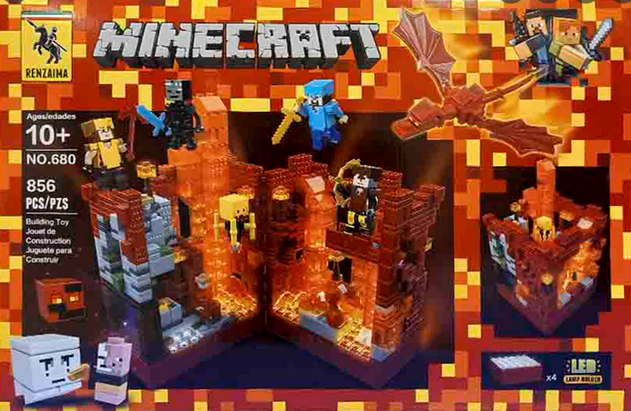Детский конструктор Minecraft светящийся Майнкрафт Renzaima 680 Renzaima Подземная крепость подсветка 856 дет - фото 4 - id-p176312073