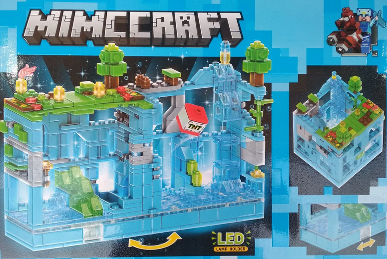 Детский конструктор Minecraft светящийся Майнкрафт LB606 Голубая ледяная крепость, аналог лего Lego - фото 2 - id-p164239233
