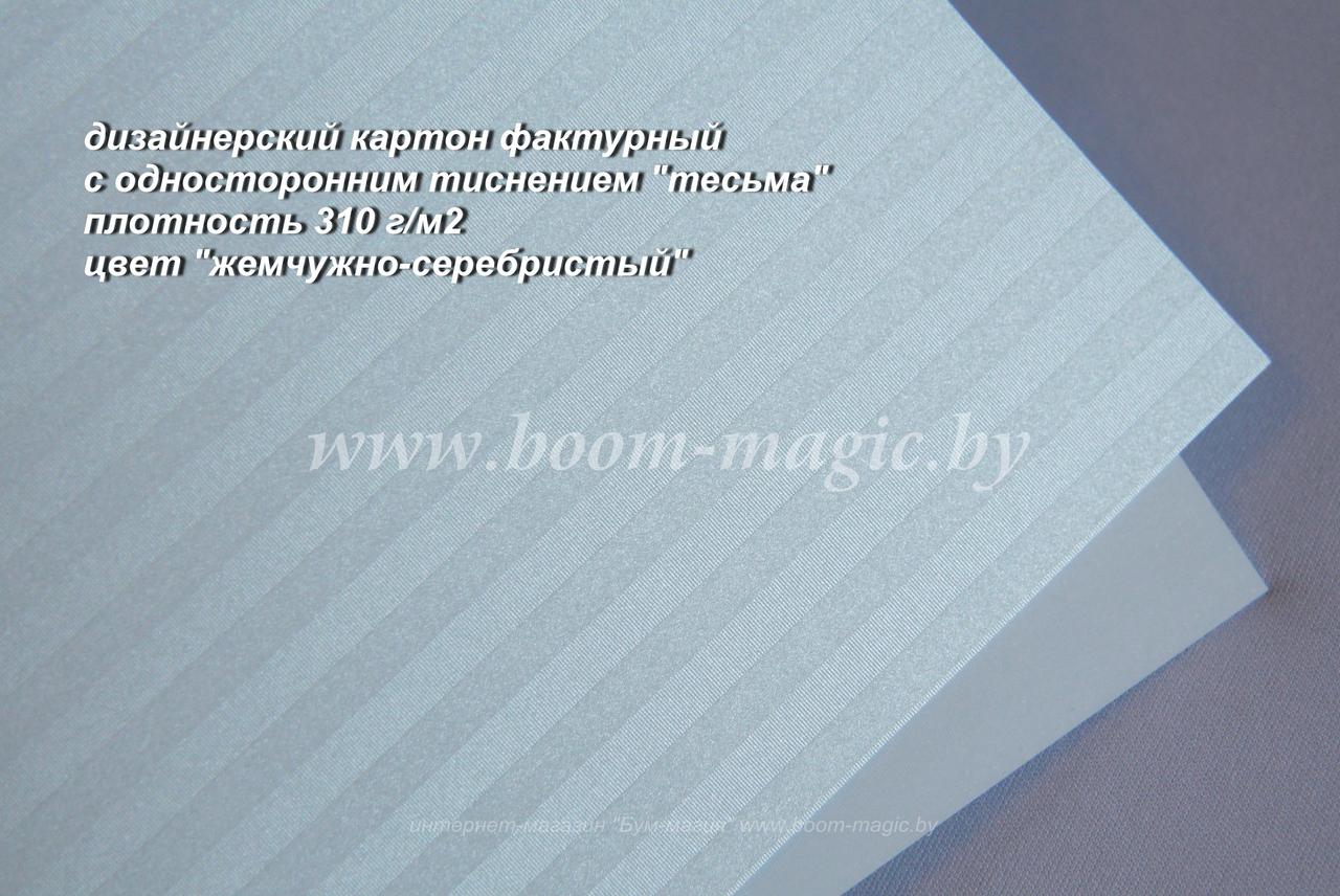 БФ! 25-022 картон с одностор. тисн. "тесьма", цвет "жемчужно-серебристый", плотность 310 г/м2, формат 70*100 с - фото 1 - id-p176318565