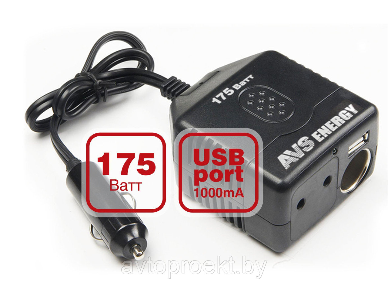 Автомобильный инвертор 12/220V IN-С175W - фото 1 - id-p21811891