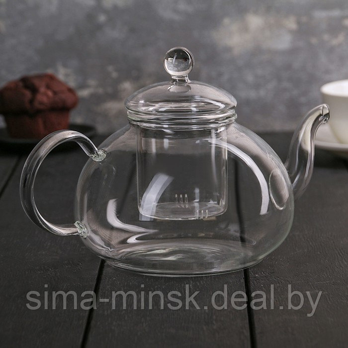 Чайник заварочный со стеклянным ситом, 1 л - фото 2 - id-p176334646