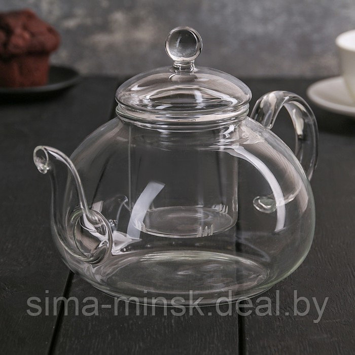 Чайник заварочный со стеклянным ситом, 1 л - фото 3 - id-p176334646