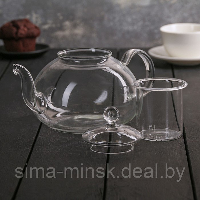 Чайник заварочный со стеклянным ситом, 1 л - фото 9 - id-p176334646