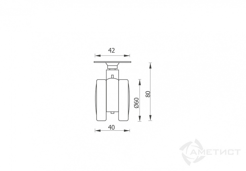 Опора колесная декоративная 340 D60мм без тормоза FR340A.060GR - фото 2 - id-p176338644