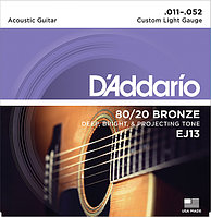 D`Addario EJ13 BRONZE 80/20 Струны для акустической гитары бронза Custom Light 11-52