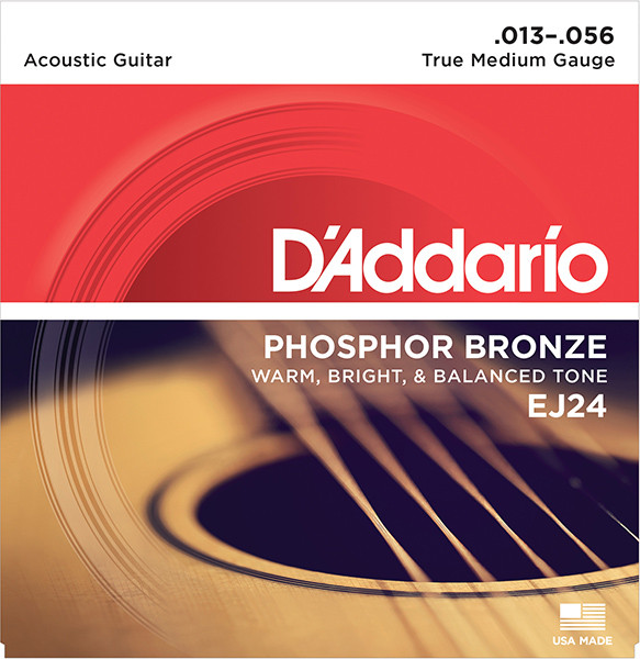 D`Addario EJ24 Phosphor Bronze Комплект струн для акустической гитары, ф/бронза, True Medium, 13-56 - фото 1 - id-p173084239