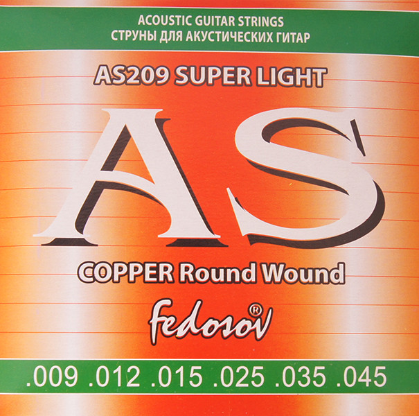 Fedosov AS209 Copper Round Wound Комплект струн для акустической гитары, медь, 09-45