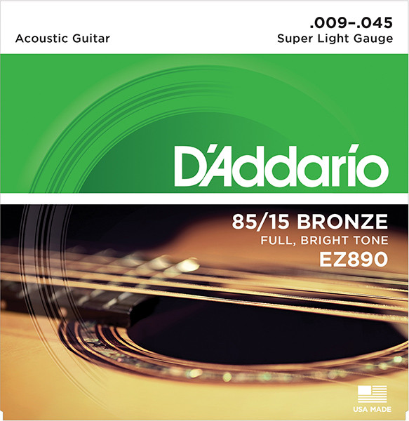 D`Addario EZ890 AMERICAN BRONZE 85/15 Струны для акустической гитары Super Light 9-45
